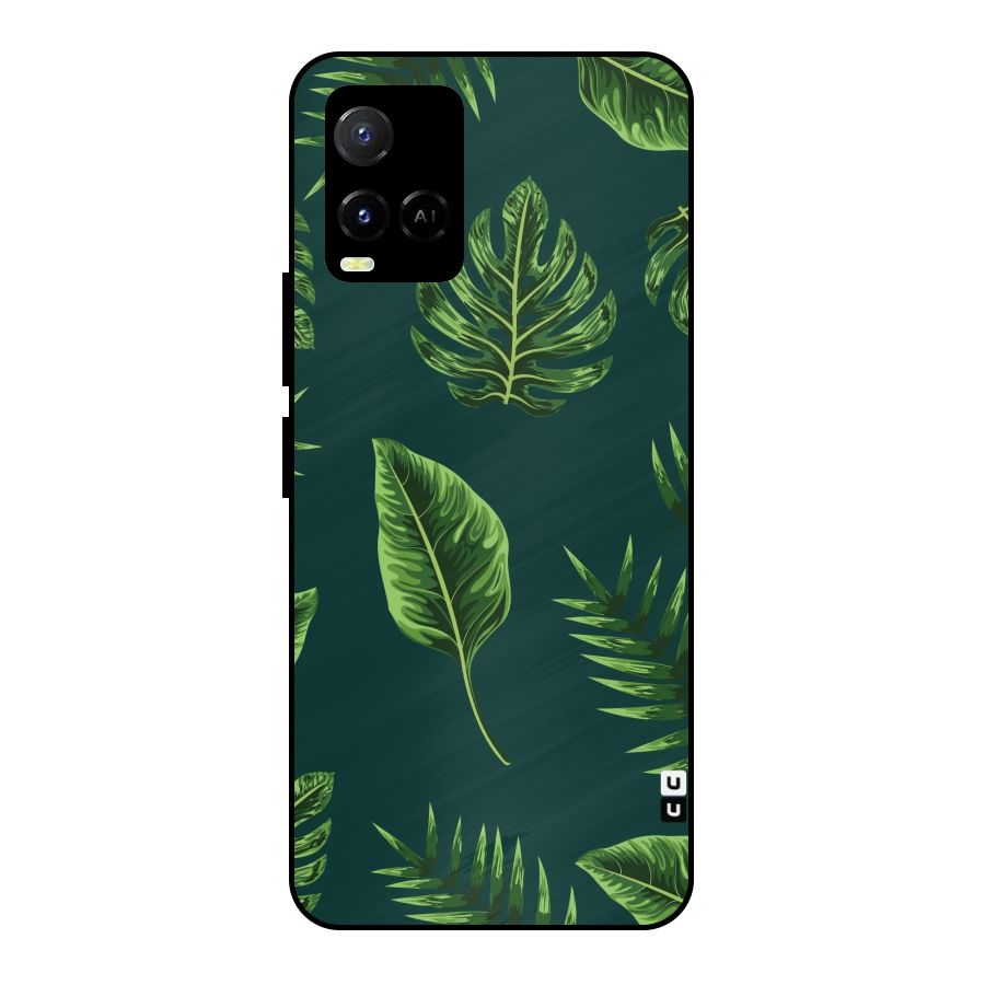 Green Leafs Metal Back Case for Vivo Y21A