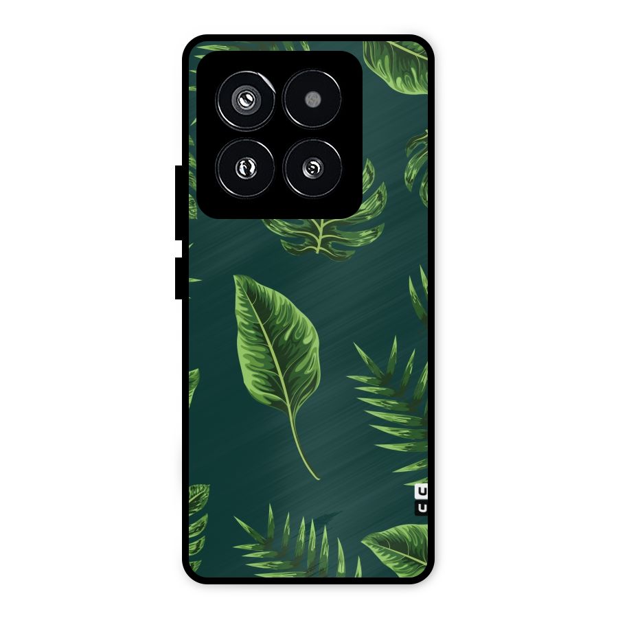 Green Leafs Metal Back Case for Xiaomi 14 Pro