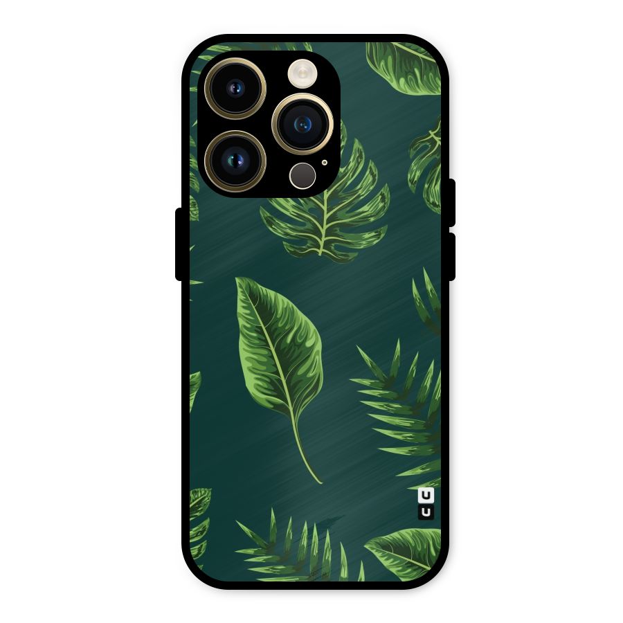 Green Leafs Metal Back Case for iPhone 14 Pro