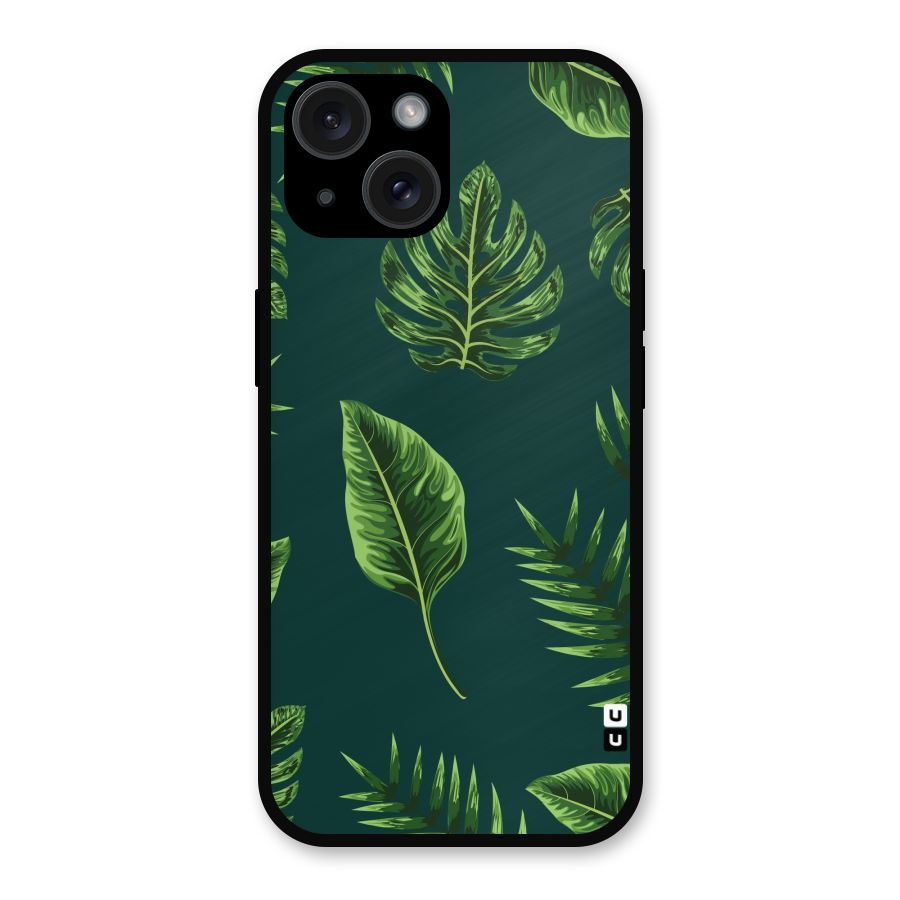 Green Leafs Metal Back Case for iPhone 15