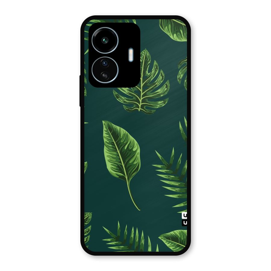 Green Leafs Metal Back Case for vivo iQOO Z6 Lite 5G