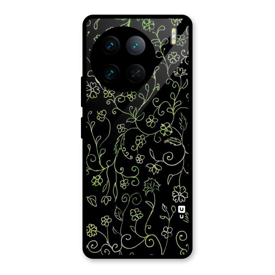 Green Leaves Glass Back Case for Vivo X90 Pro