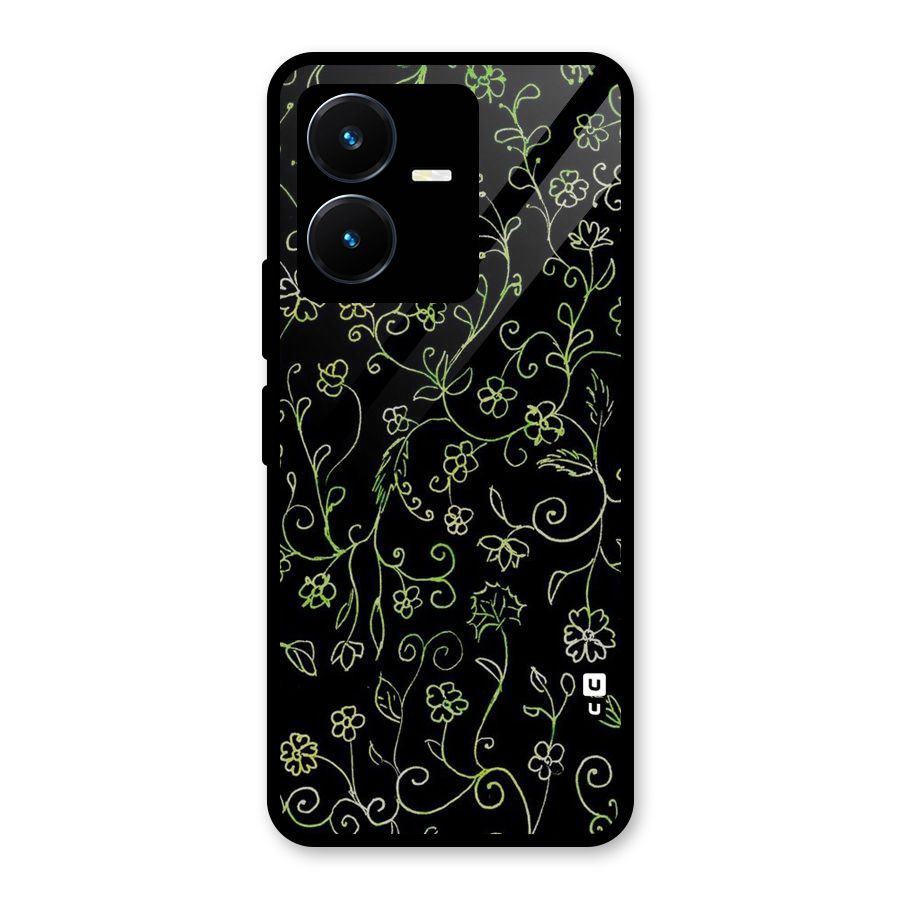 Green Leaves Glass Back Case for Vivo Y22s