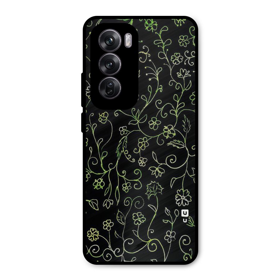 Green Leaves Metal Back Case for Oppo Reno12 Pro