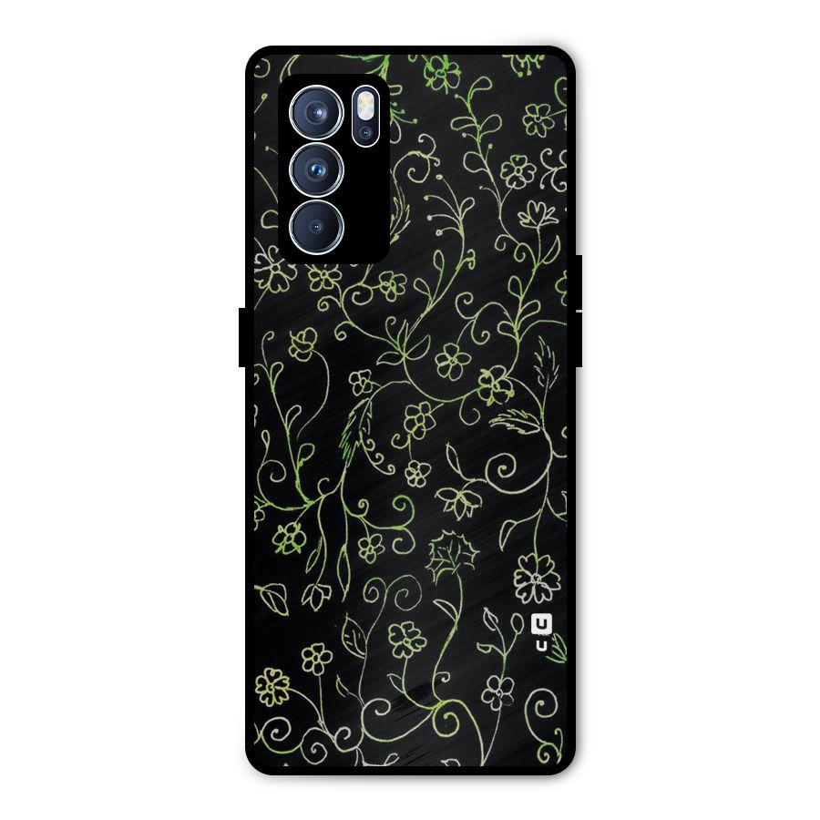 Green Leaves Metal Back Case for Oppo Reno6 Pro 5G