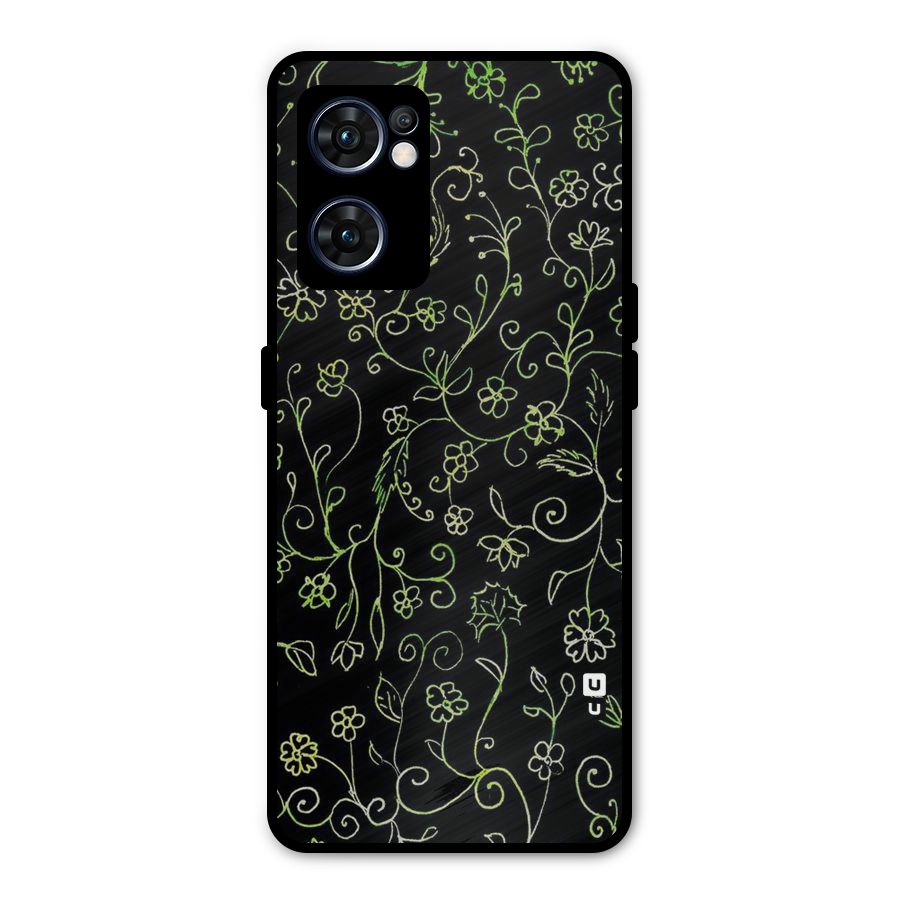 Green Leaves Metal Back Case for Oppo Reno7 5G