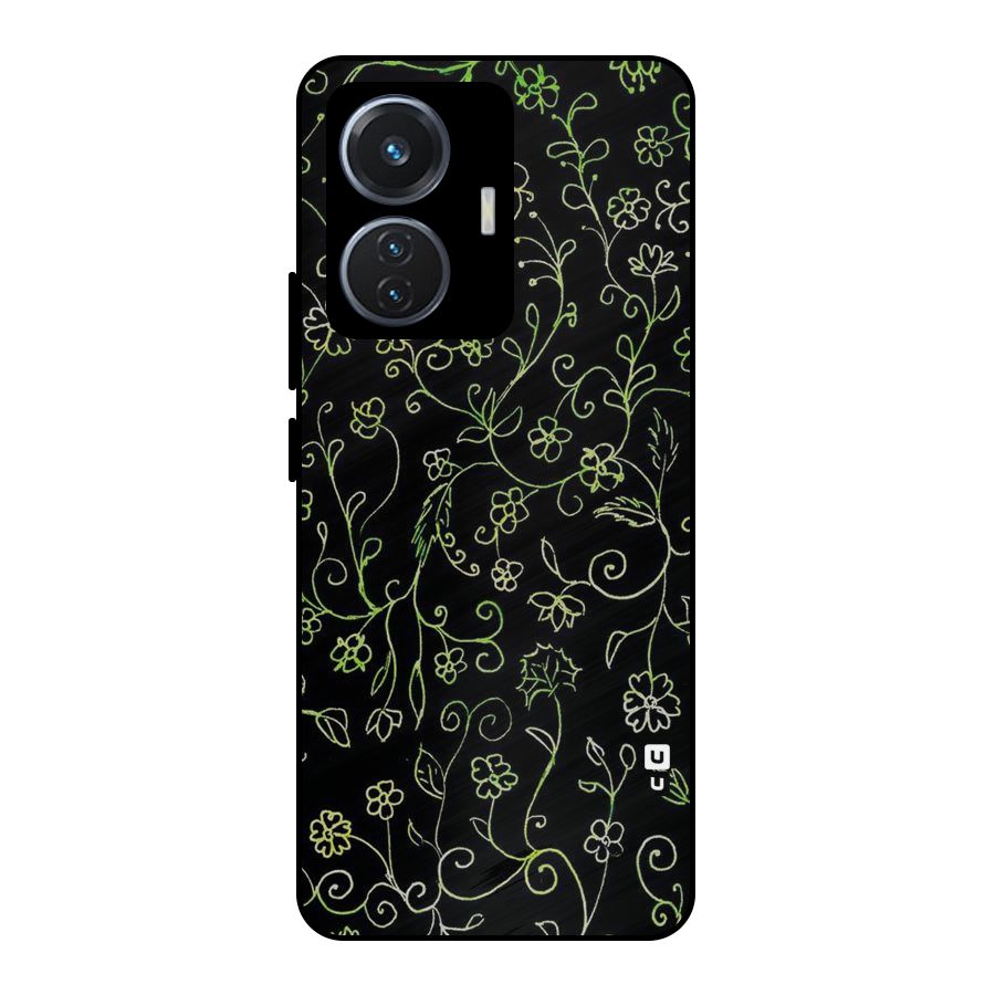 Green Leaves Metal Back Case for Vivo T1 44W