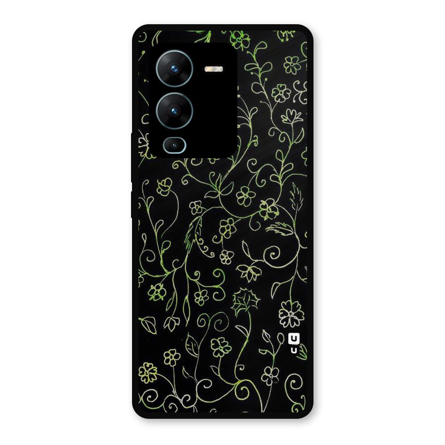 Green Leaves Metal Back Case for Vivo V25 Pro