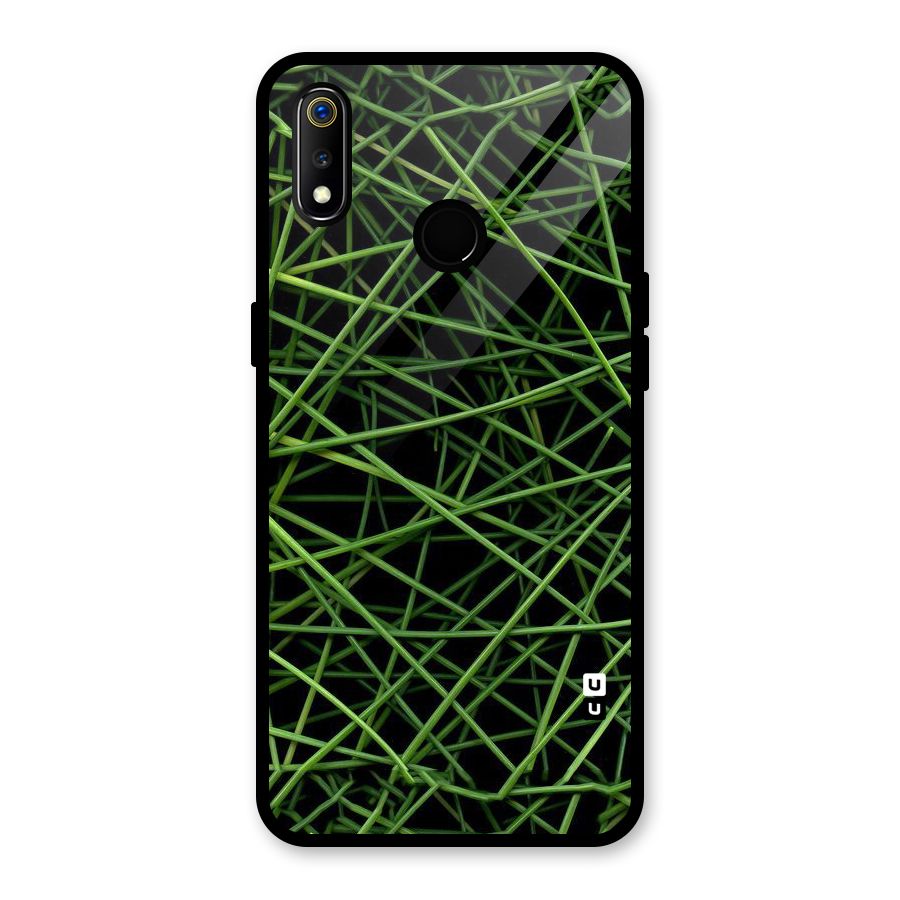 Green Lines Glass Back Case for Realme 3i