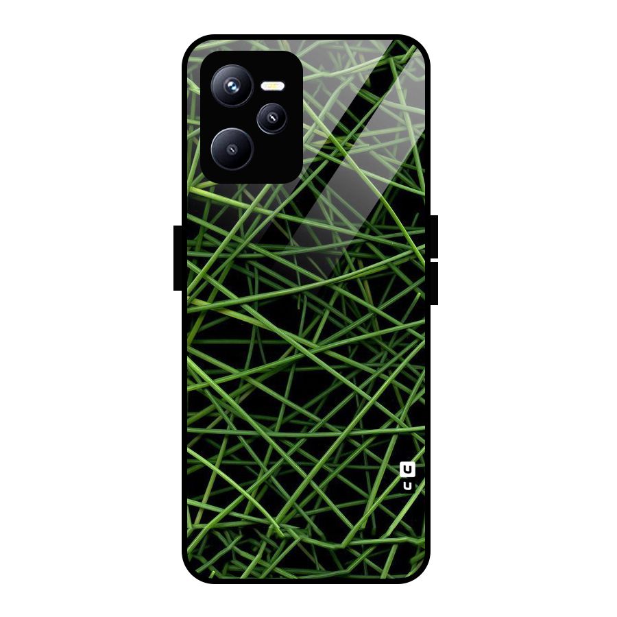 Green Lines Glass Back Case for Realme C35