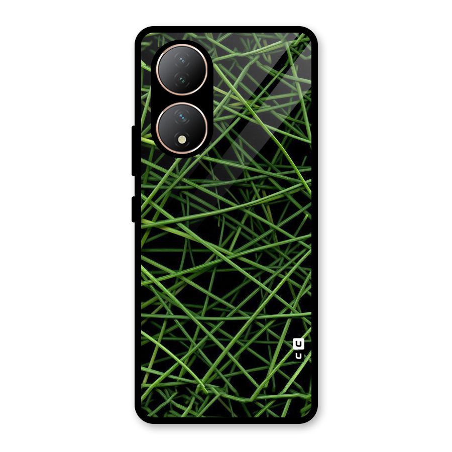 Green Lines Glass Back Case for Vivo T2