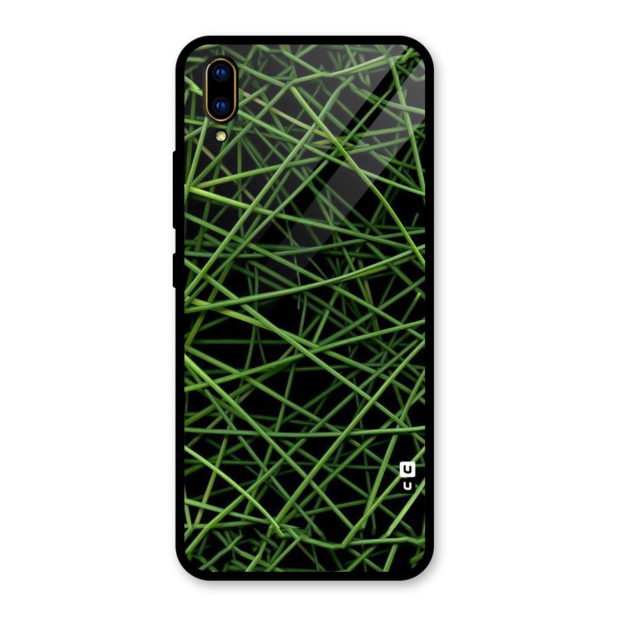 Green Lines Glass Back Case for Vivo V11 Pro