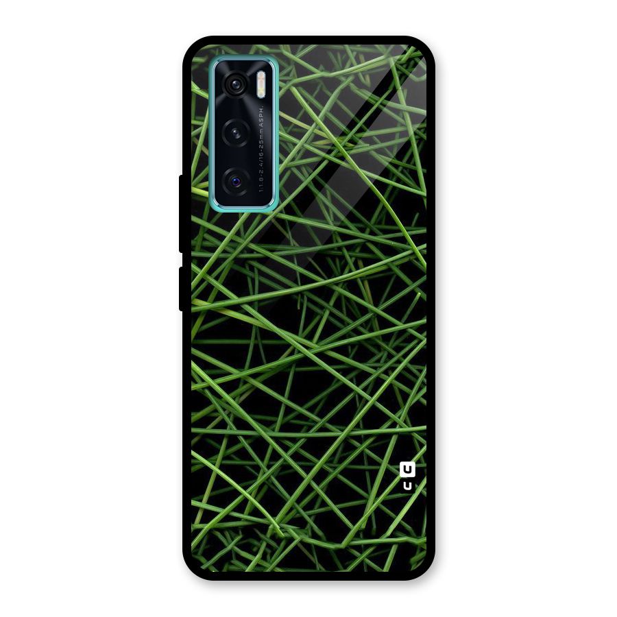 Green Lines Glass Back Case for Vivo V20 SE