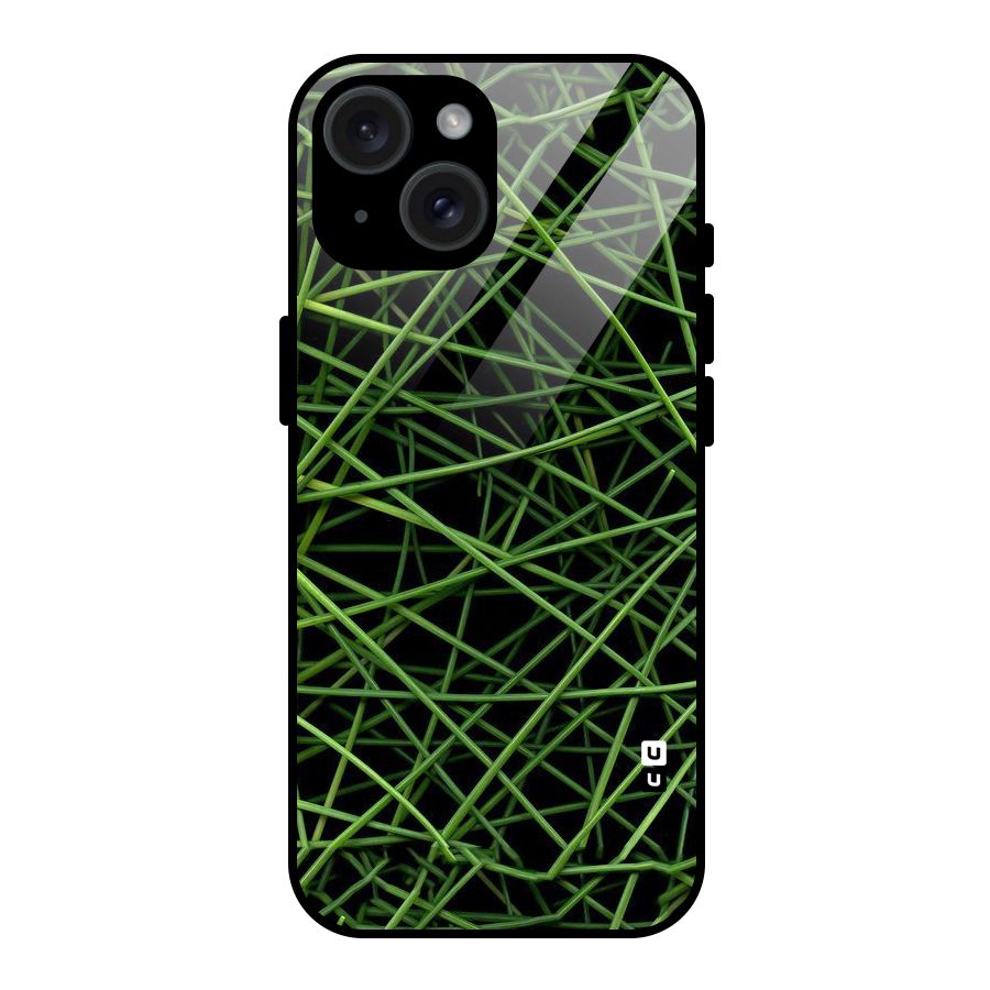 Green Lines Glass Back Case for iPhone 15