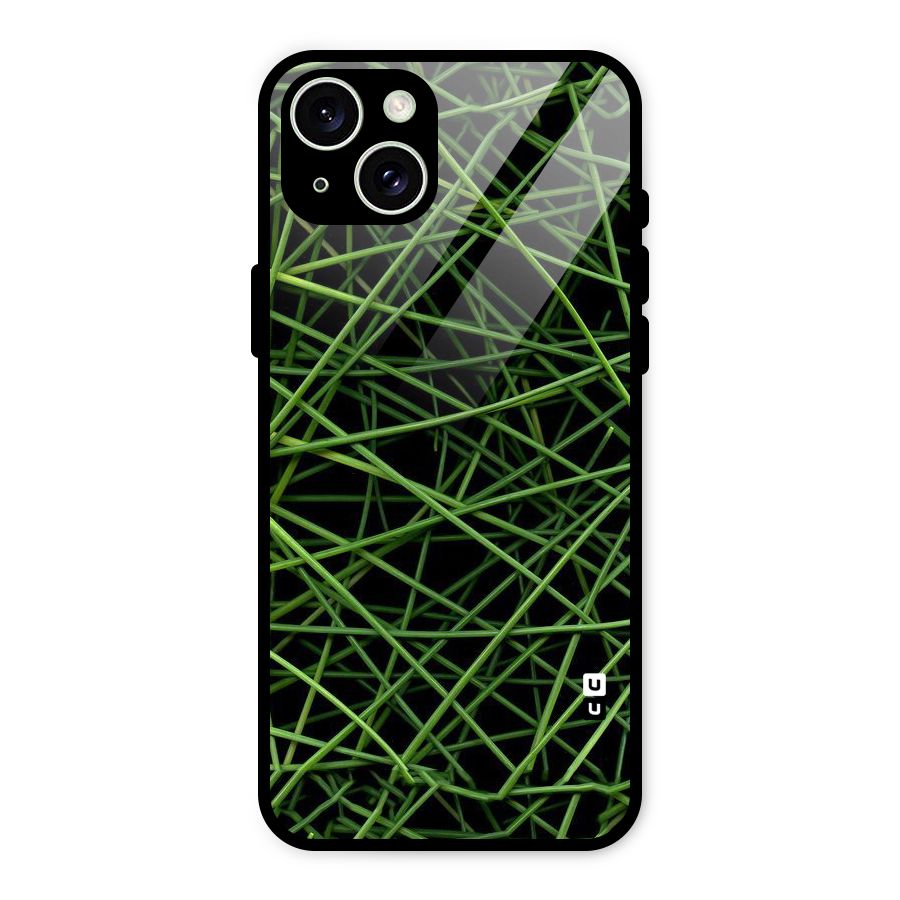 Green Lines Glass Back Case for iPhone 15 Plus
