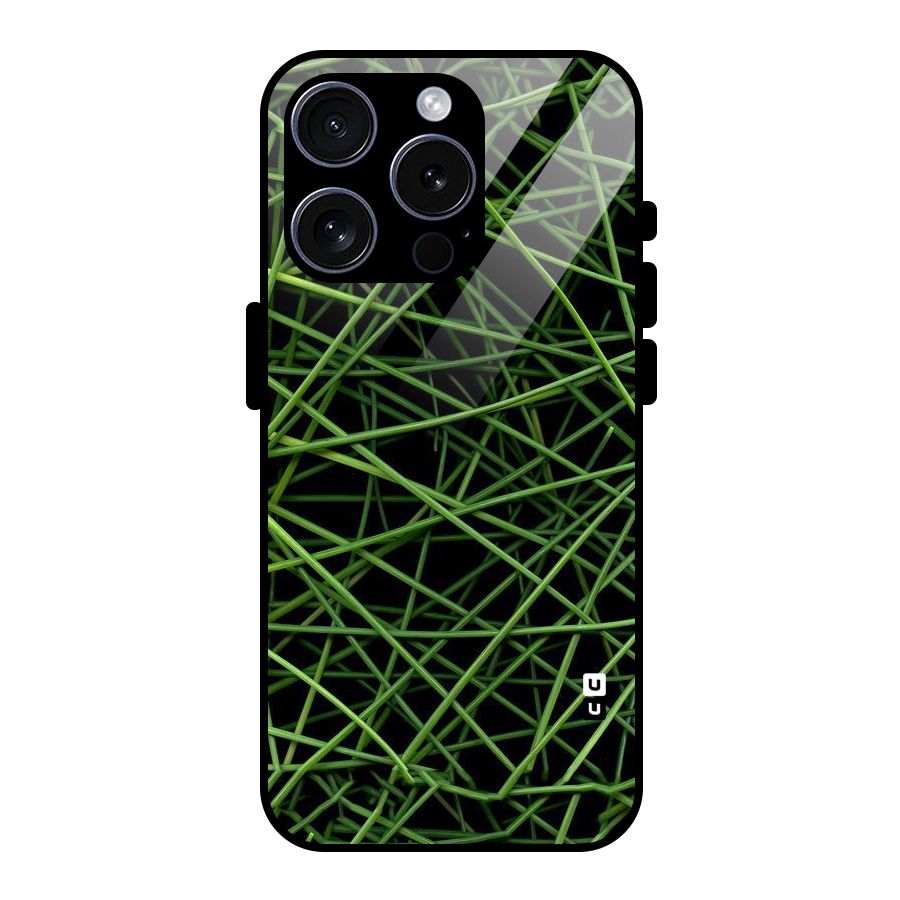 Green Lines Glass Back Case for iPhone 15 Pro