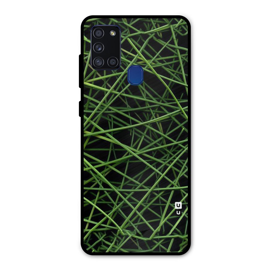 Green Lines Metal Back Case for Galaxy A21s