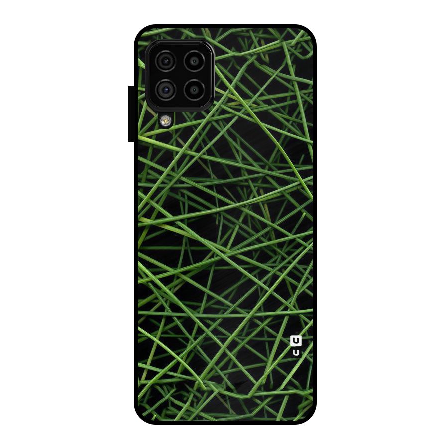 Green Lines Metal Back Case for Galaxy A22 4G