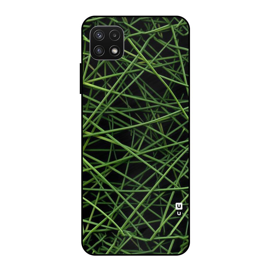 Green Lines Metal Back Case for Galaxy A22 5G