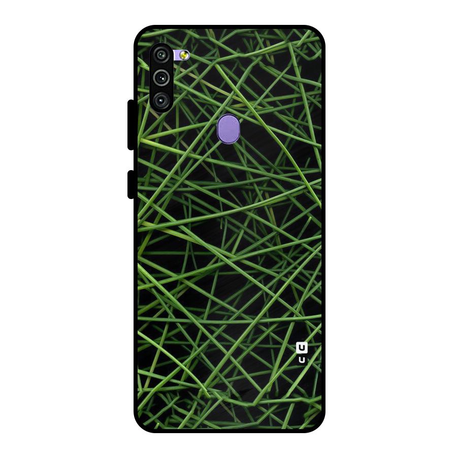 Green Lines Metal Back Case for Galaxy M11