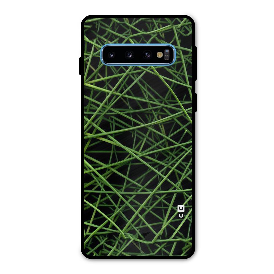 Green Lines Metal Back Case for Galaxy S10