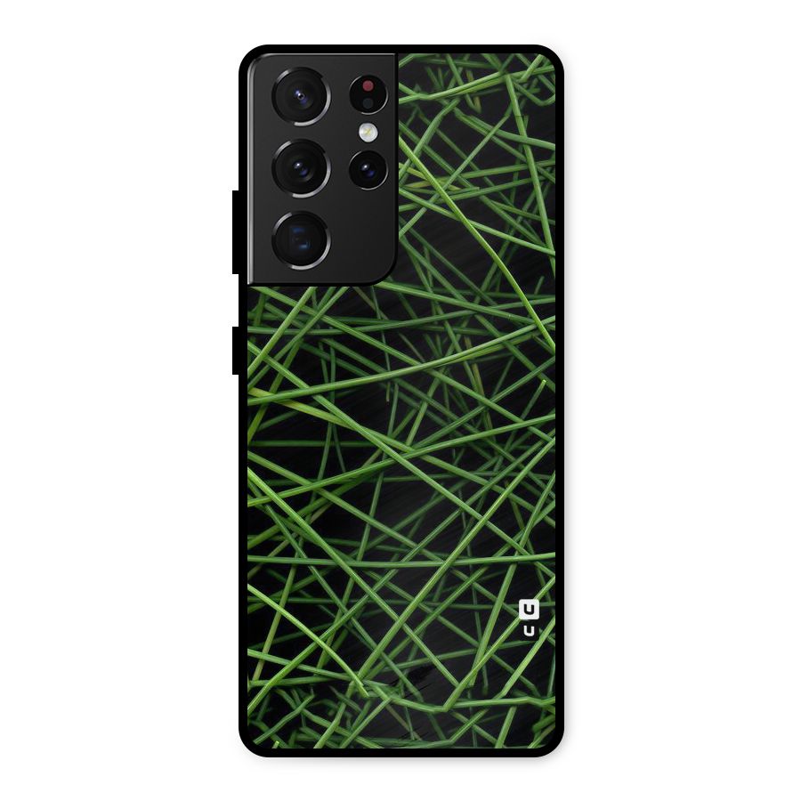 Green Lines Metal Back Case for Galaxy S21 Ultra 5G