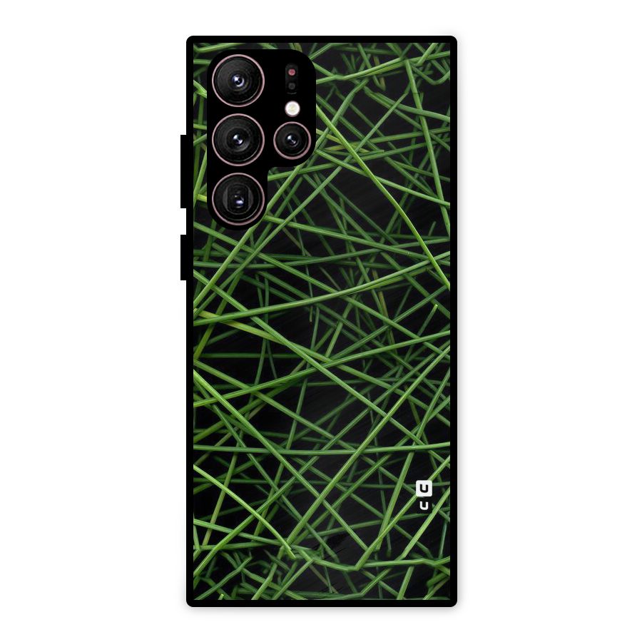 Green Lines Metal Back Case for Galaxy S22 Ultra 5G