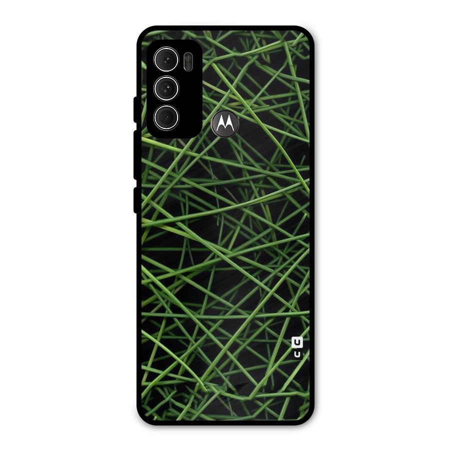 Green Lines Metal Back Case for Moto G60