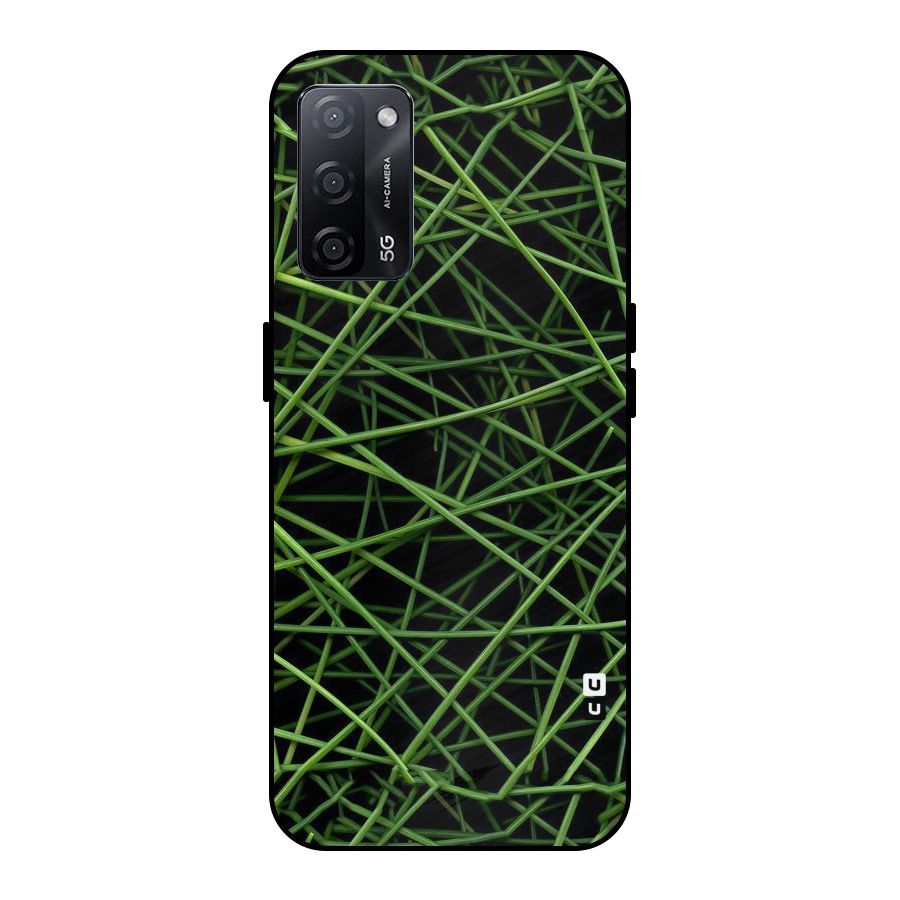 Green Lines Metal Back Case for Oppo A53s 5G