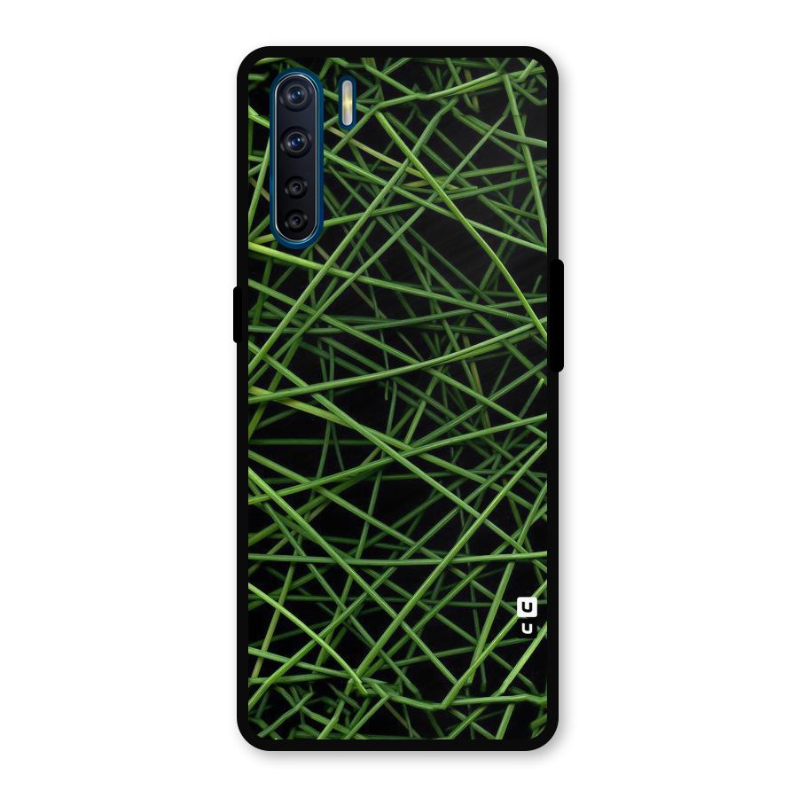 Green Lines Metal Back Case for Oppo F15