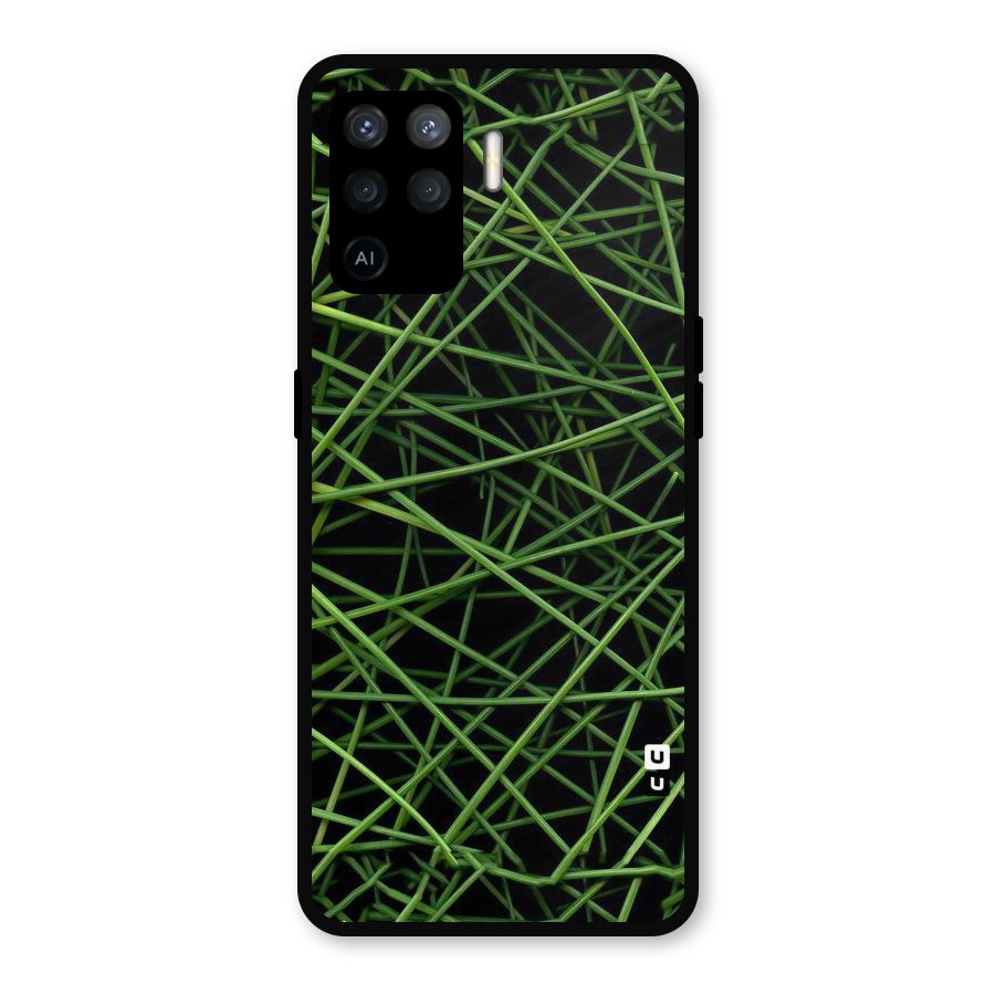 Green Lines Metal Back Case for Oppo F19 Pro