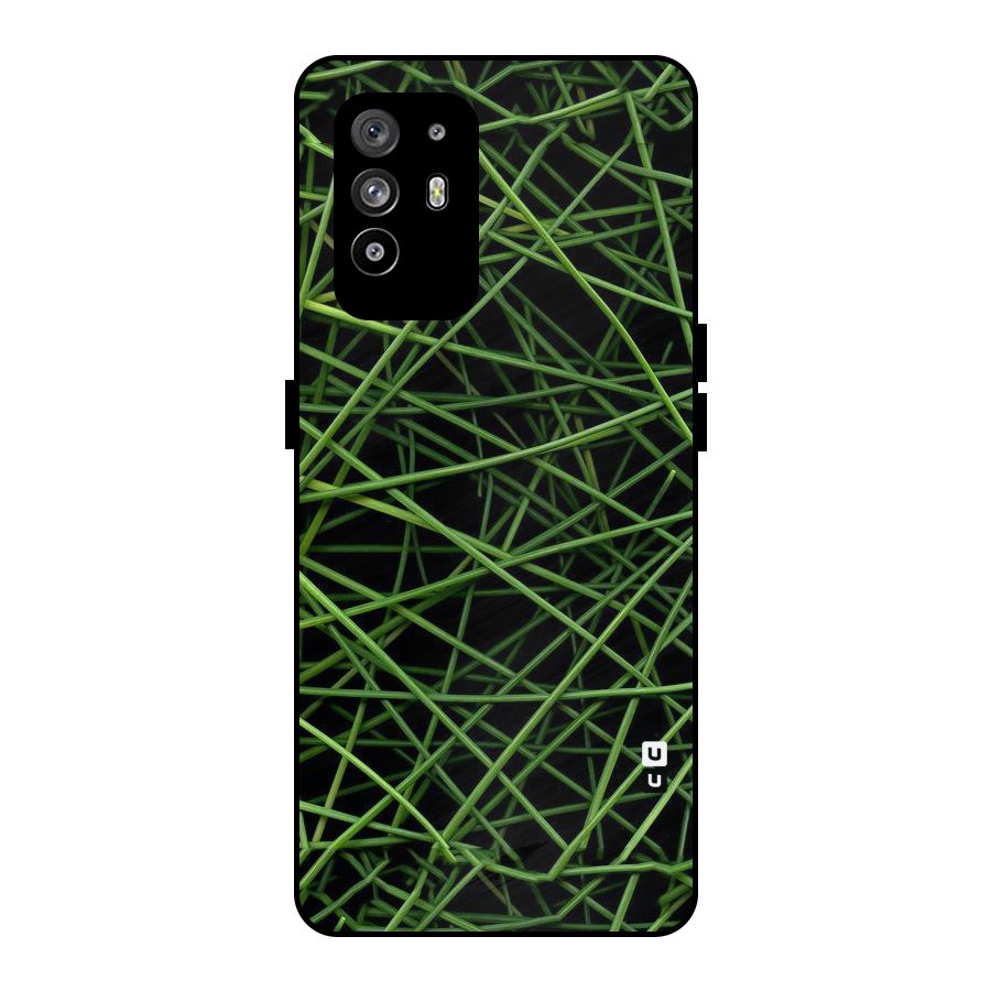 Green Lines Metal Back Case for Oppo F19 Pro Plus 5G