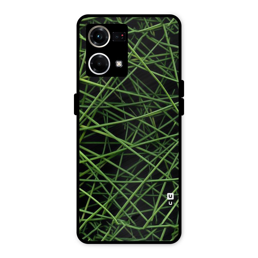 Green Lines Metal Back Case for Oppo F21 Pro 4G