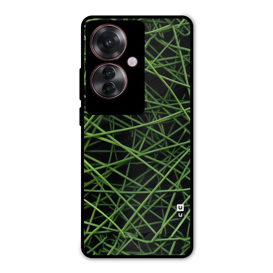 Green Lines Metal Back Case for Oppo F25 Pro