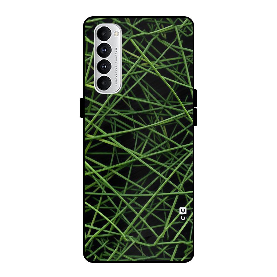 Green Lines Metal Back Case for Oppo Reno4 Pro