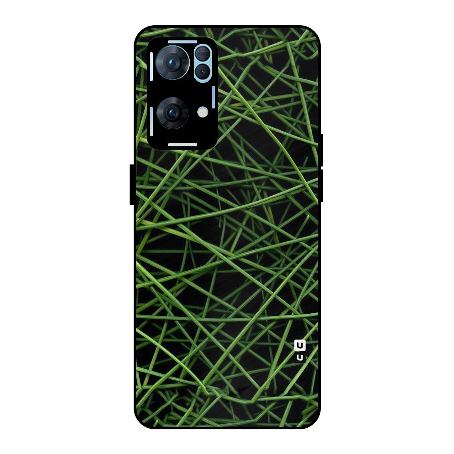 Green Lines Metal Back Case for Oppo Reno7 Pro 5G