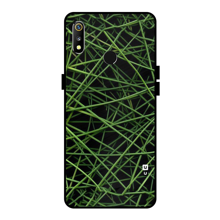 Green Lines Metal Back Case for Realme 3i
