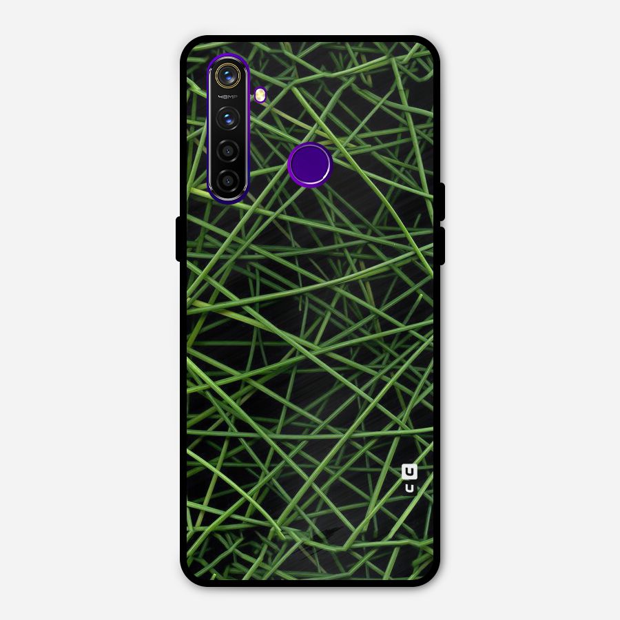 Green Lines Metal Back Case for Realme 5 Pro