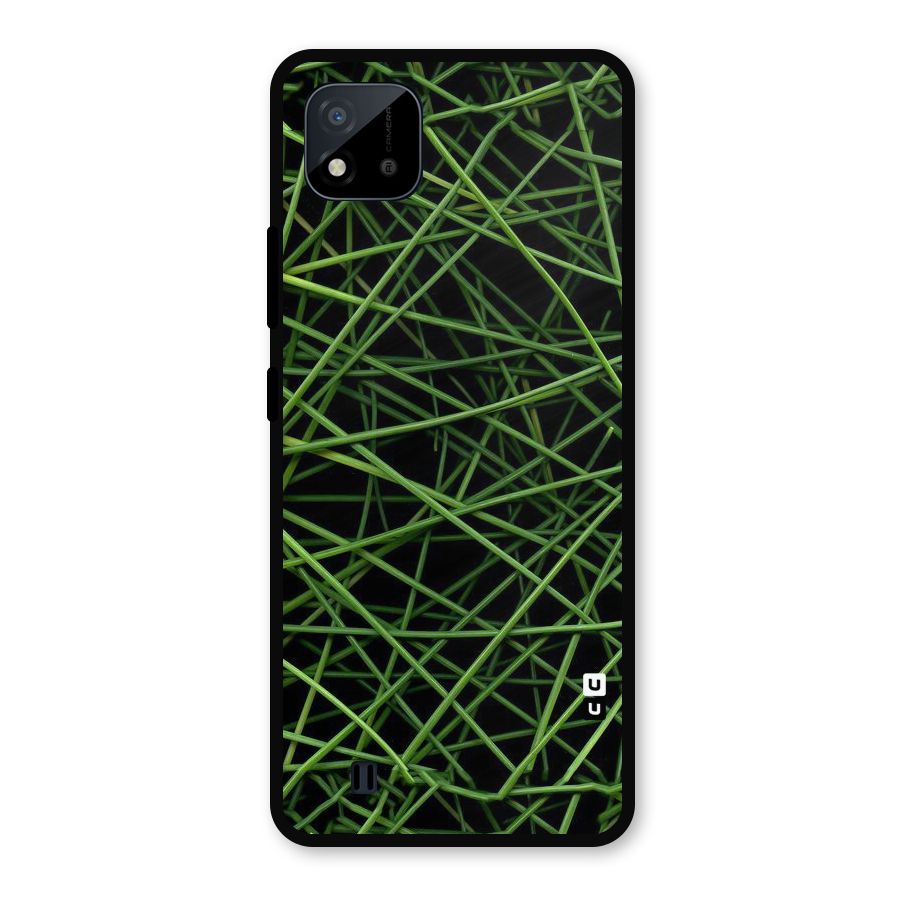 Green Lines Metal Back Case for Realme C11 2021