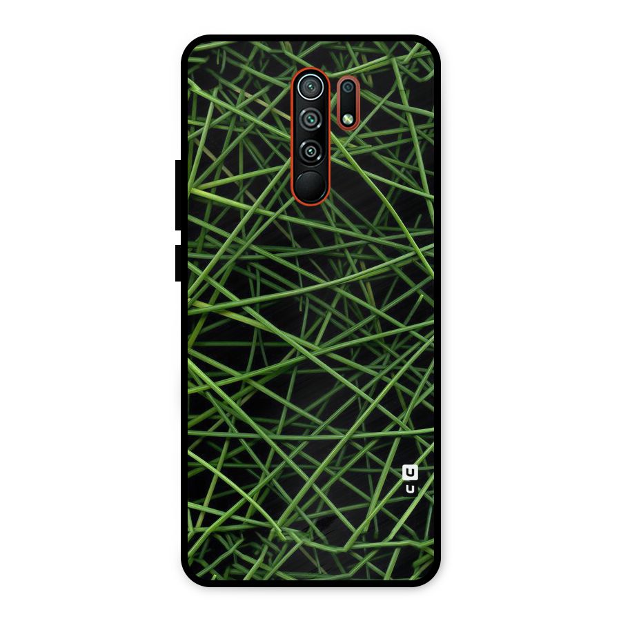 Green Lines Metal Back Case for Redmi 9 Prime