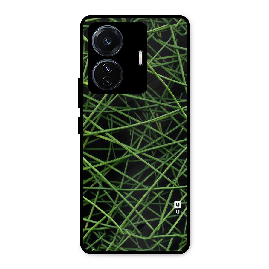 Green Lines Metal Back Case for Vivo T1 Pro