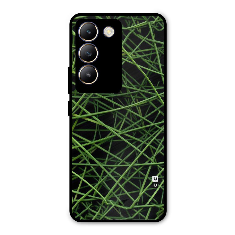 Green Lines Metal Back Case for Vivo T3 5G