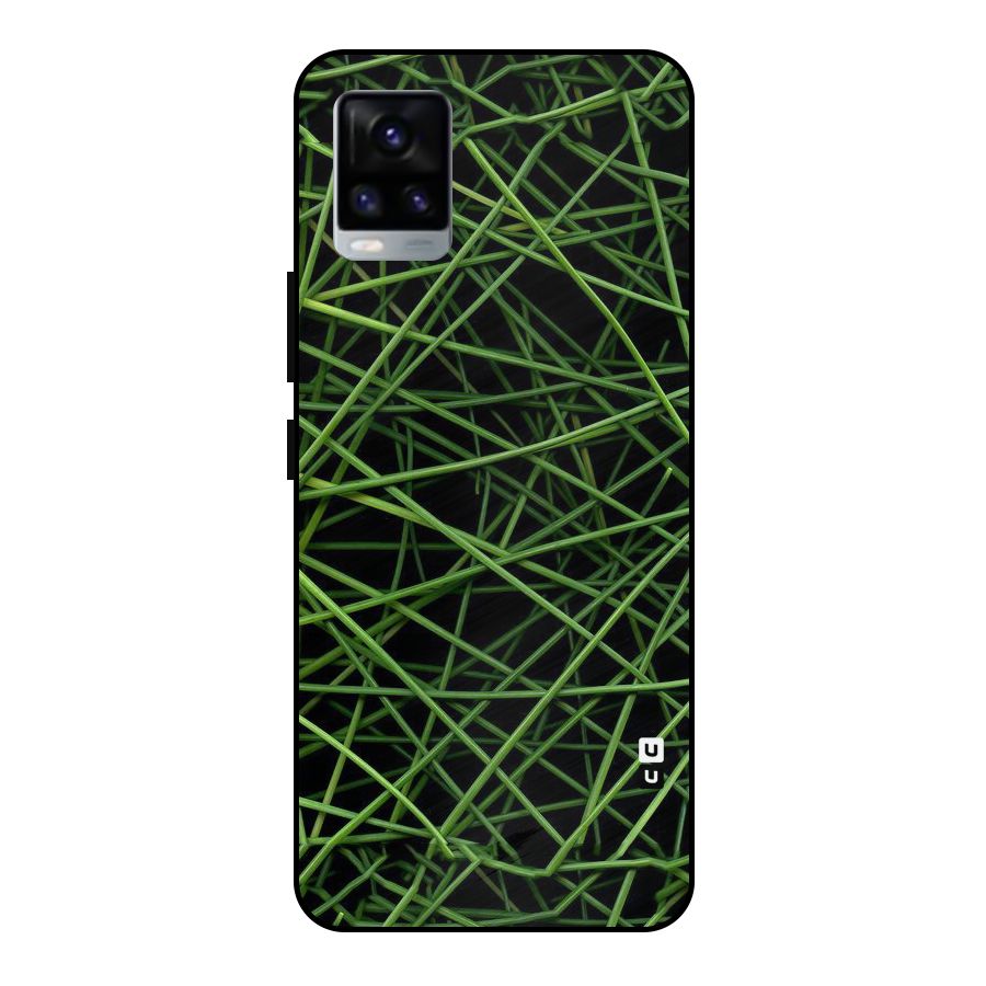 Green Lines Metal Back Case for Vivo V20
