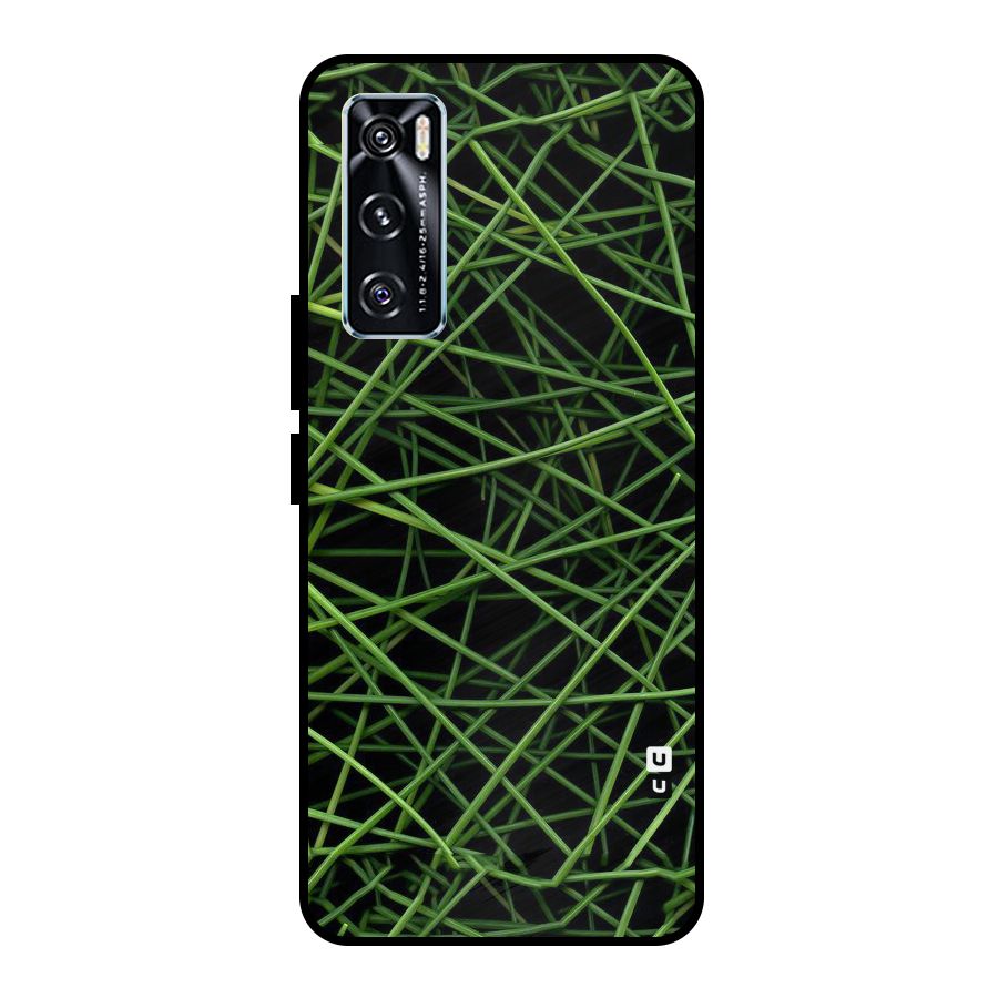 Green Lines Metal Back Case for Vivo V20 SE