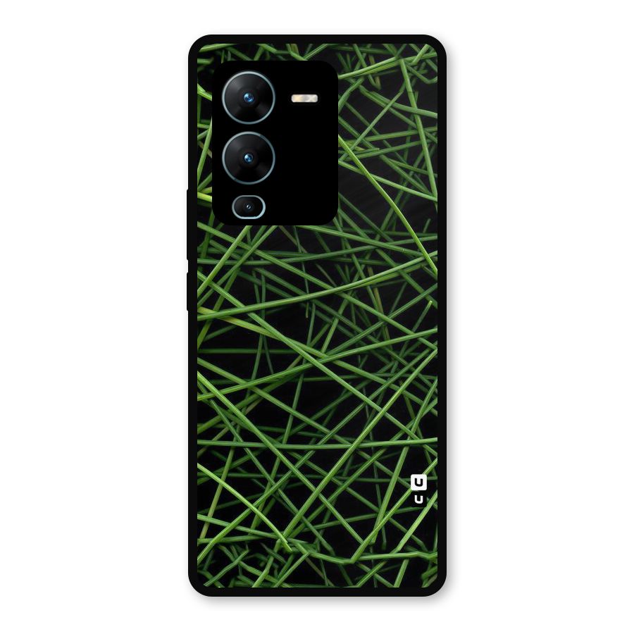 Green Lines Metal Back Case for Vivo V25 Pro