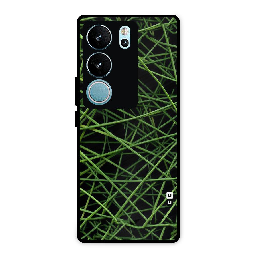 Green Lines Metal Back Case for Vivo V29 Pro
