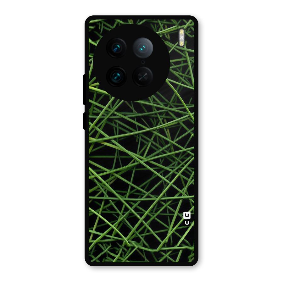 Green Lines Metal Back Case for Vivo X90 Pro