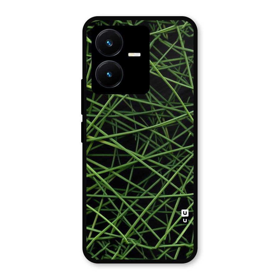 Green Lines Metal Back Case for Vivo Y22