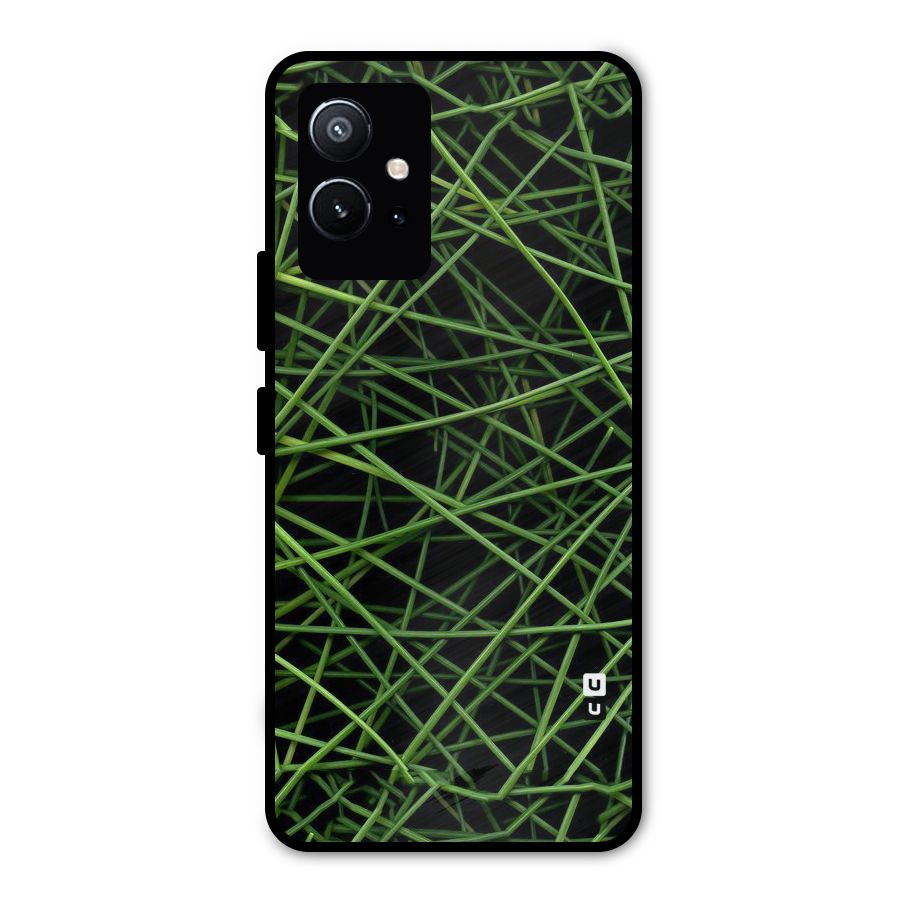 Green Lines Metal Back Case for Vivo Y75 5G