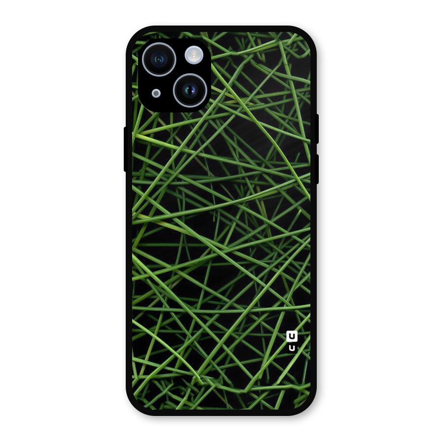 Green Lines Metal Back Case for iPhone 14